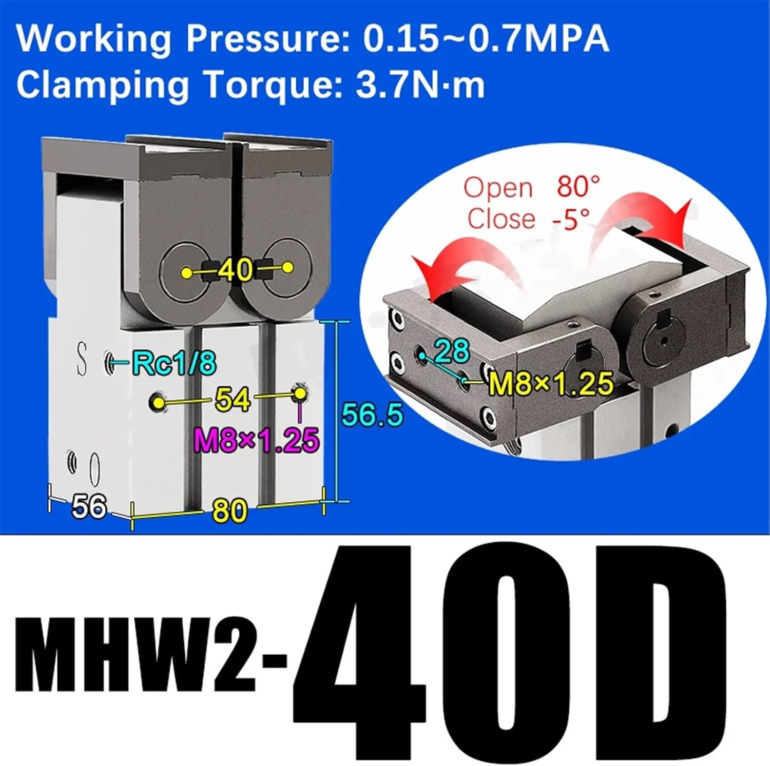 1pcs MHW2-20D MHW2-25D MHW2-32D 180 Augular Style Air Gripper Rack Pinion Style MHW2-20D1 MHW2-25D1 MHW2-32D(MHW2-32D)