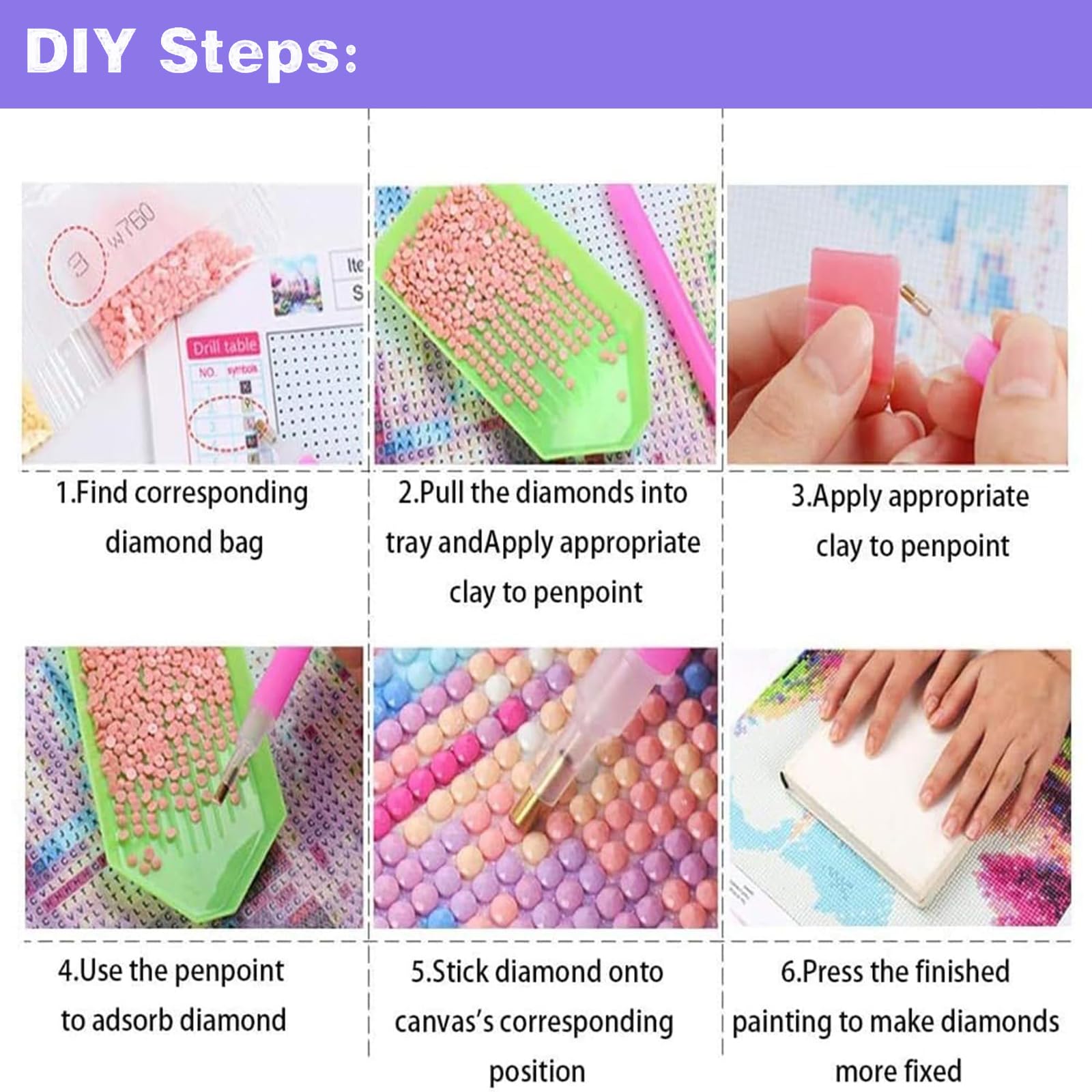 Diamond Painting Accessoires Kits, DIY Plantes Fleur Broderie Diamant Kit Complet Peinture Diamant Puzzle Stitch Artisanat Adultes Cristal Kit Point De Croix, Pour Murale Décoration 35x55cm HO-3191