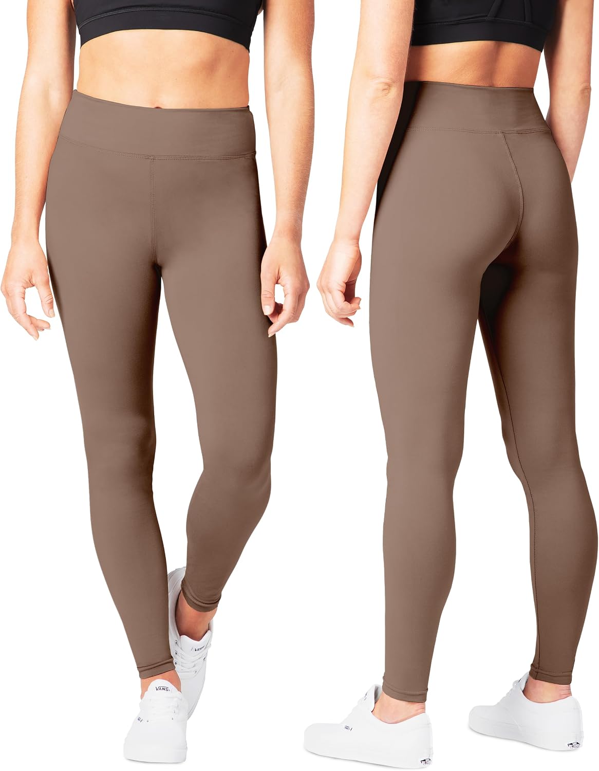 SATINA High Waisted Leggings for Women - 1-inch Waistband Yoga Pants in Capri and Full Length - One Size and One Size Plus