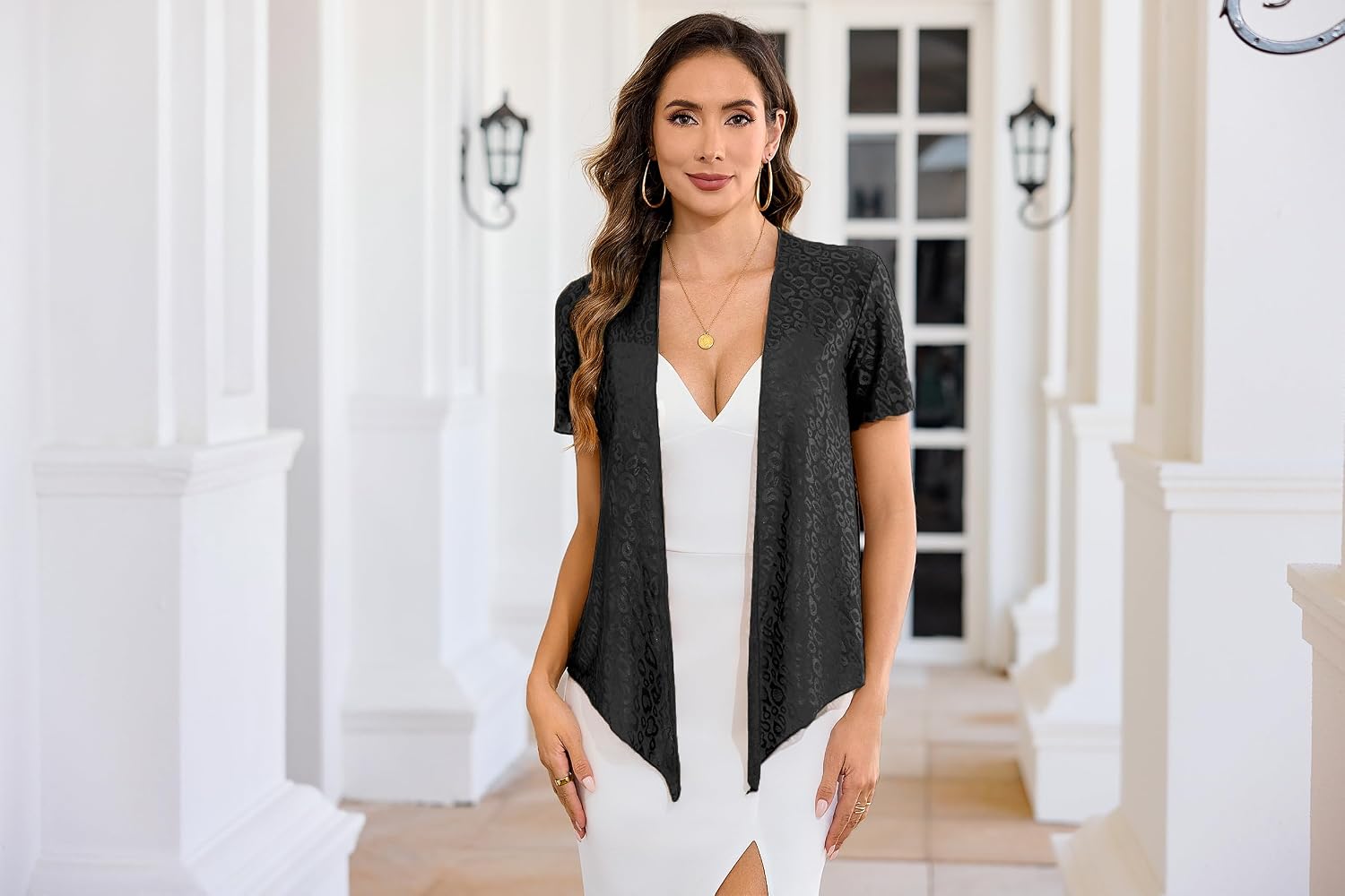 Totatuit Women's Y2K Tie Front Shrugs Sheer Bolero Cropped Cardigan Short Sleeve Lightweight Tops