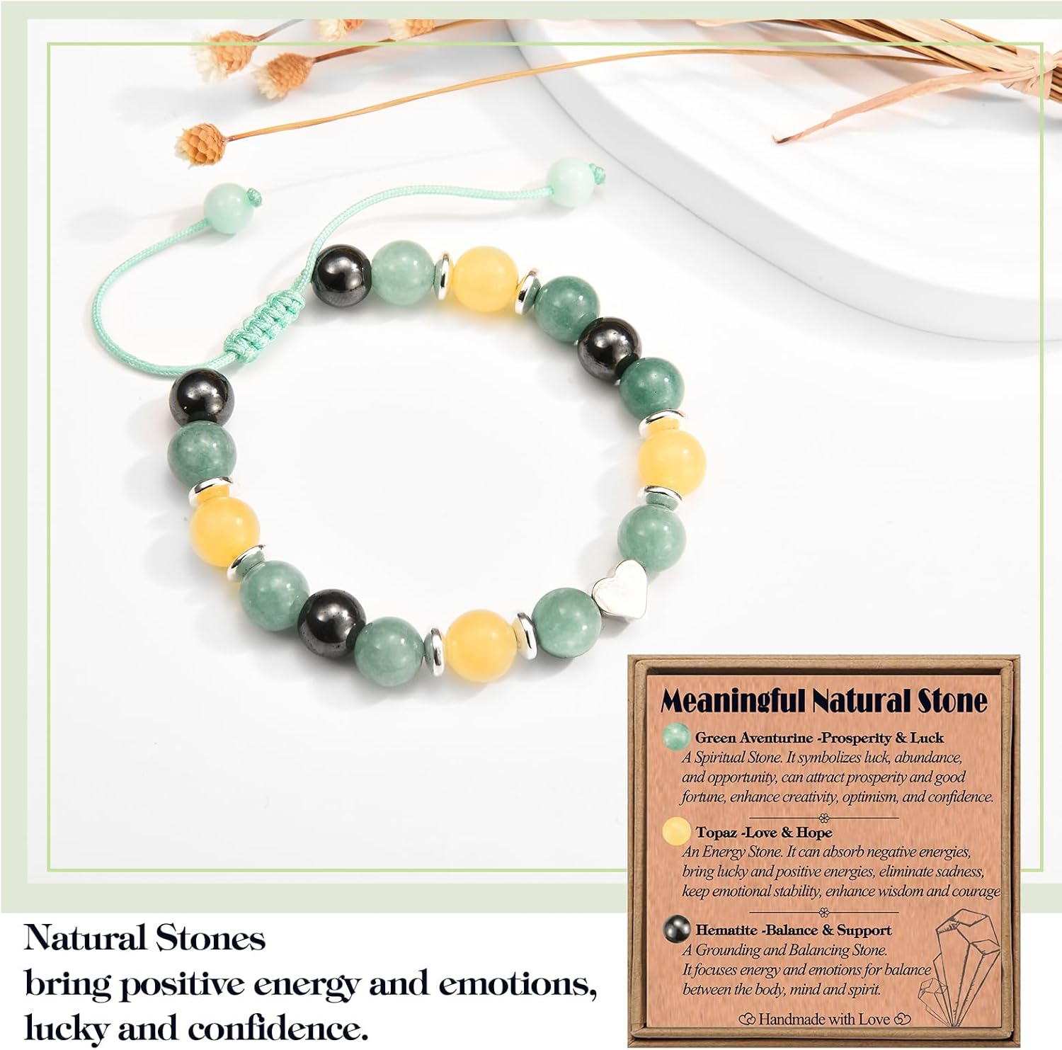 8-18 Year Old Girls Birthday Gifts, Sweet Heart Charm Birthday Bracelet with Happy 8-18th Birthday Message Card + Natural Stone Meaning's Card for Daughter/Granddaughter/Niece/Best Friend - Image 4