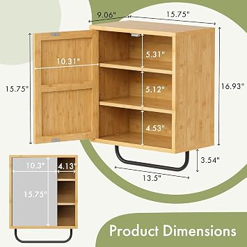 AmazerBath Bathroom Medicine Cabinet with Mirror, Bamboo Medicine Cabinet Wall Mounted, Over The Toilet Storage with Towel Bar for Bathroom, Small Spaces