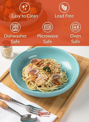 Miniatura 3 de Sweese 124.003 - Juego de 6 cuencos de porcelana de 30 onzas para pasta, ensalada, colores surtidos