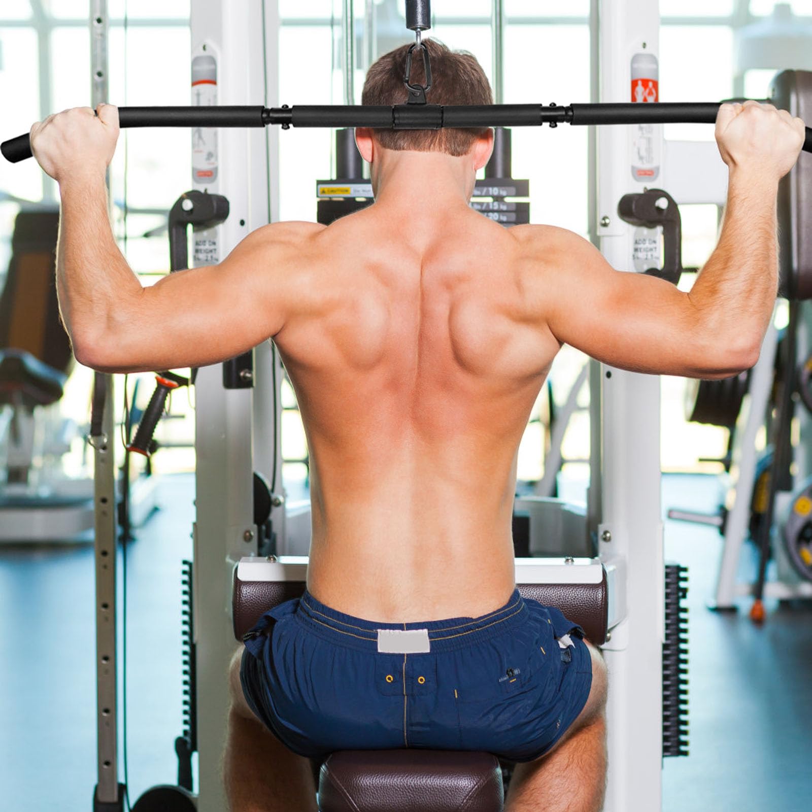 Lat Pull Down Bar, Obrotowy Prosty Bar Domowa Siłownia Kabel Maszyna Mocowanie Pulldown Biceep Tricep Bar