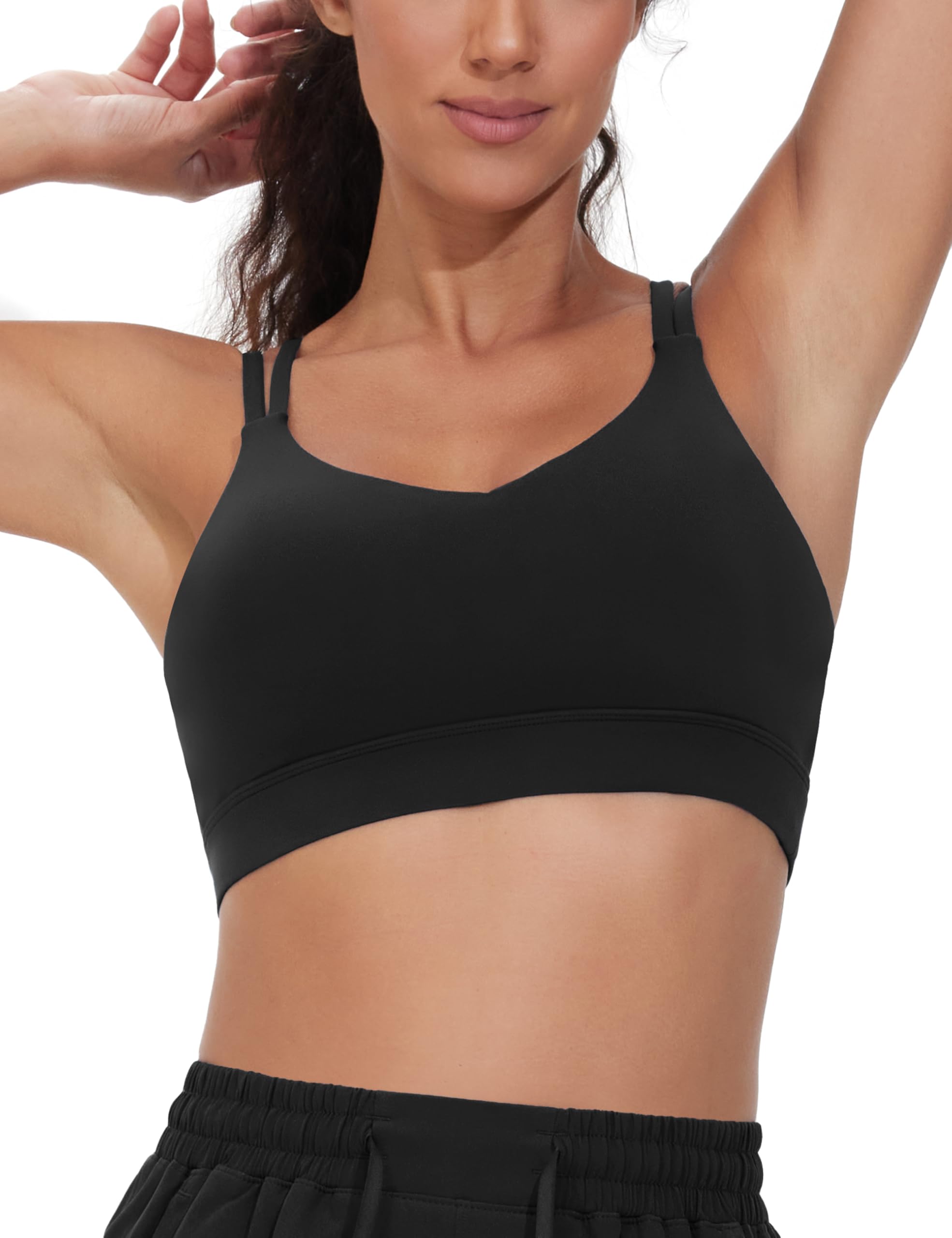 THE GYM PEOPLE Damen Sport BH Doppelten Spaghettiträgern Stützendes Sport Bra mit Gepolstert