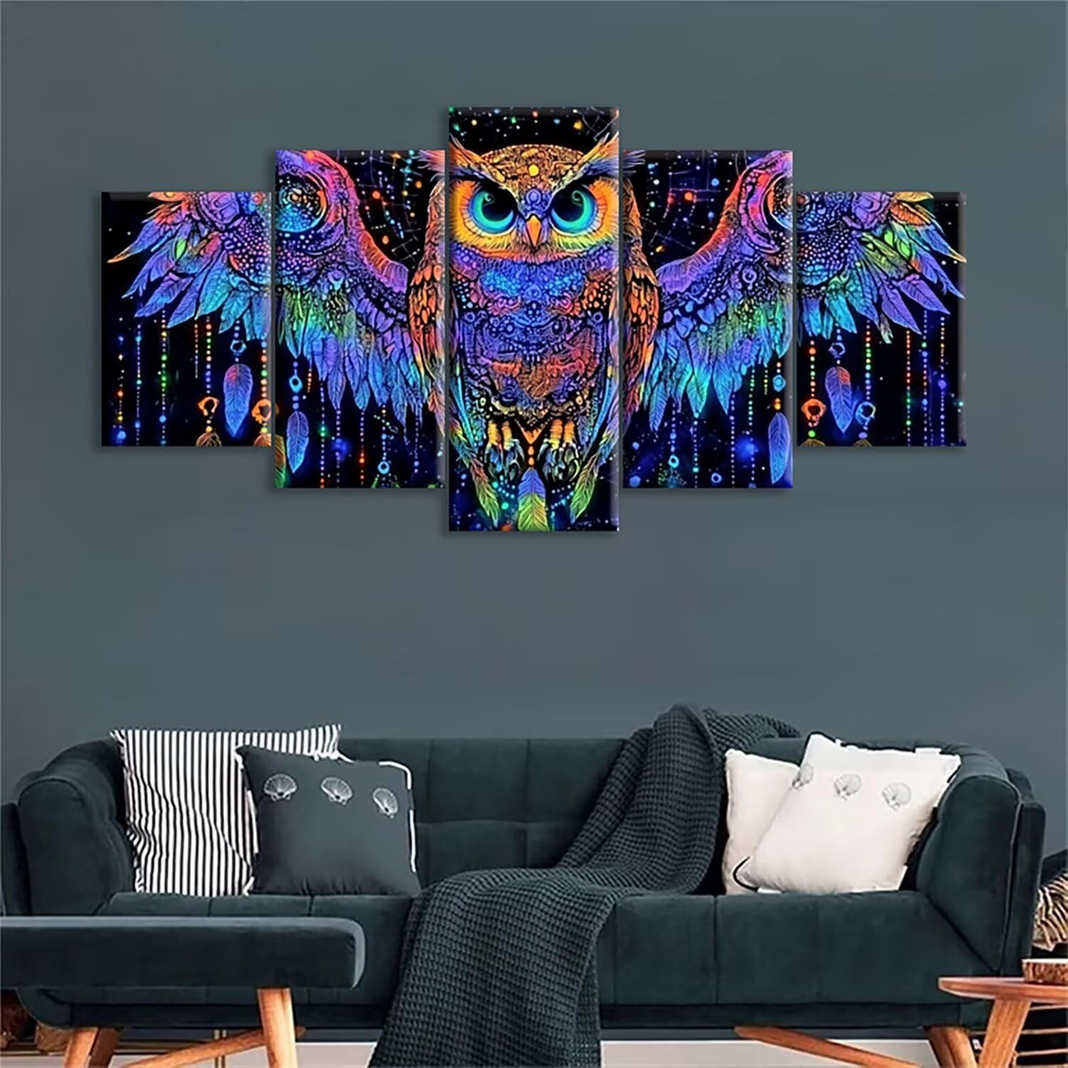 5 sztuk diamentowe malowanie sowa, duży diamentowy obraz zwierzęcy, 5D DIY zestaw do haftowania kreatywne hobby dla dorosłych, XXL puzzle ze strasem mozaika, ścieg krzyżykowy do dekoracji ścian 150 x