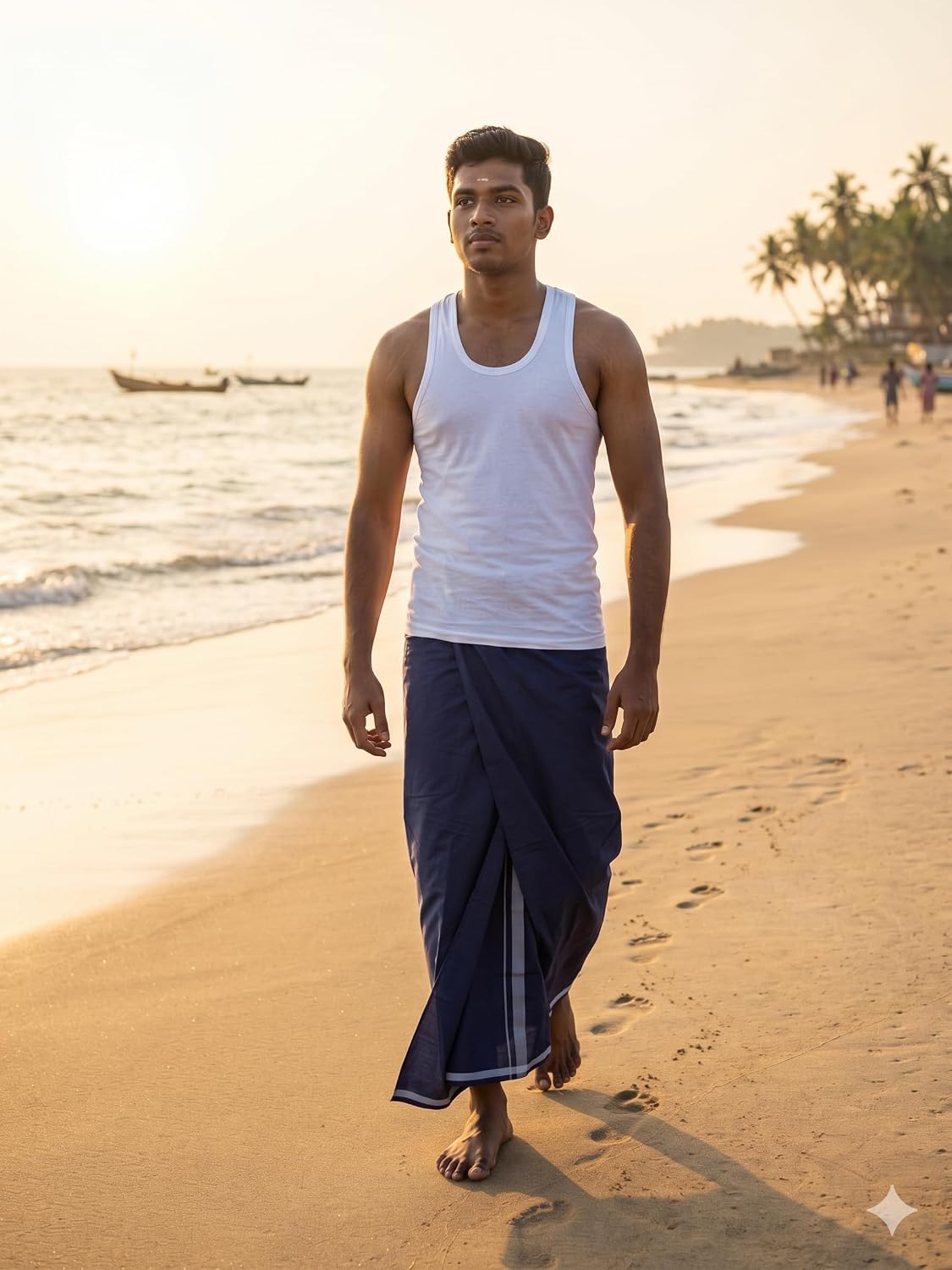 Men's Cotton Lungi Sarong Mundu Dhoti Kaili India Ethnic Dress Solid Colors Pre Stitched Ready to Wear