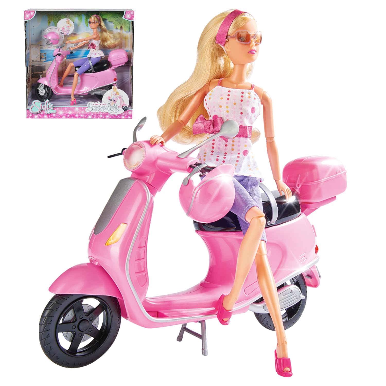 Wembley Steffi Love Chic City Scooter| Doll Set for Girls| Complete Realistic Playset with Doll, Vibrant Scooter & Helmet for Imaginative Play| Ideal Gift for Girls of 3+ & Above-image-14