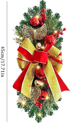 Miniatura 2 de Guirnalda de escaleras de Navidad preiluminada, guirnalda de Navidad, el borde de escalera preiluminado inalámbrico, coronas de Navidad para puerta