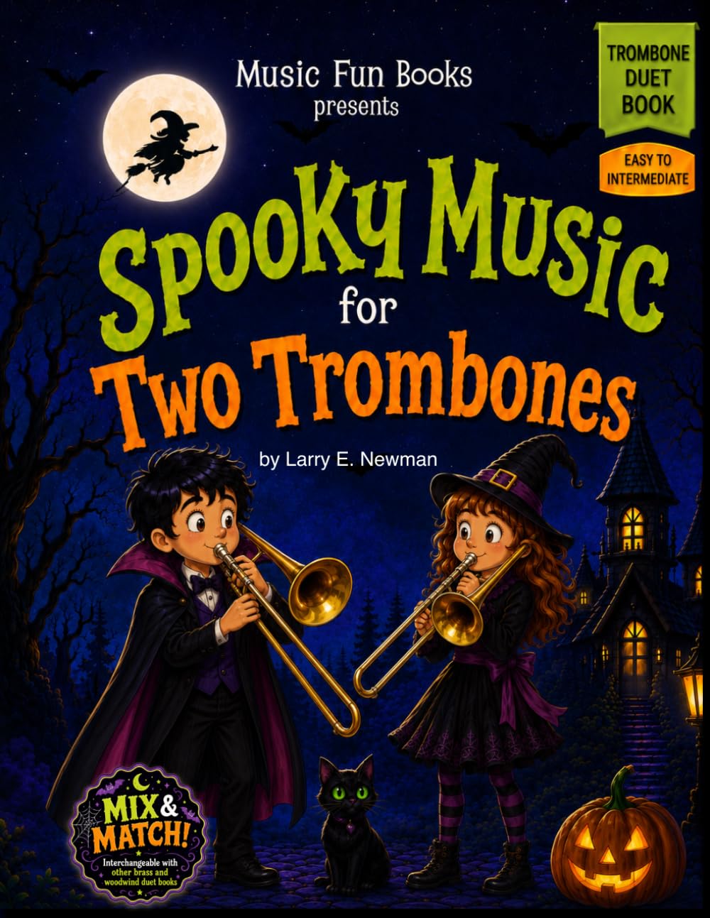 Spooky Music for Two Trombones: Easy Halloween Trombone Duets for Kids, Students, Lessons, Recitals, and School Concerts (Spooky Music for Woodwind and Brass Duets)