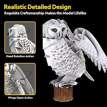 CubicFun 661079 National Geographic 3D Puzzle, Snow Owl, 3D Animal Puzzle Owl with 32 Pieces, Model Kit for Children from 8 Years
