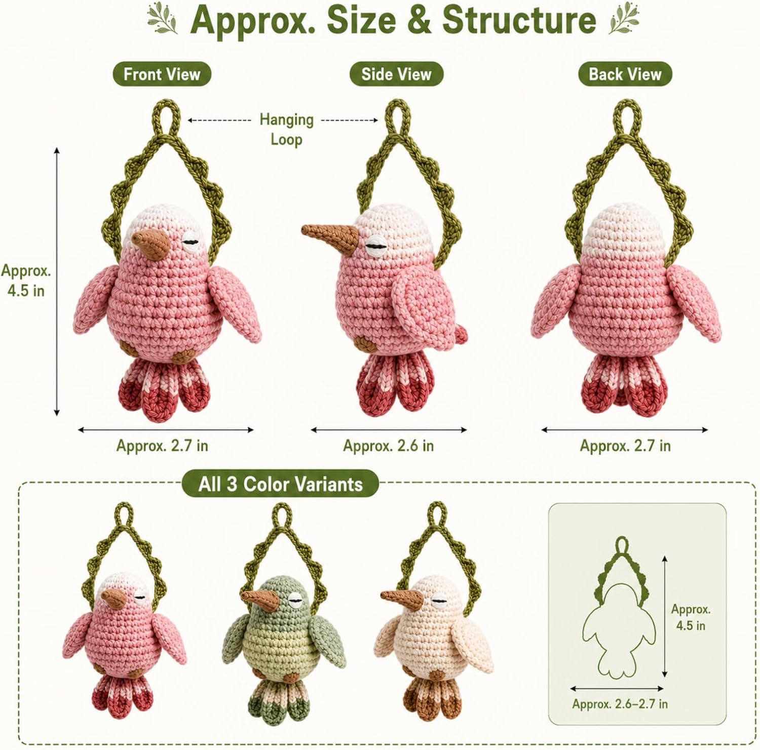 3 Pack Hummingbird Crochet Kit for Beginners, DIY Bird Craft Set