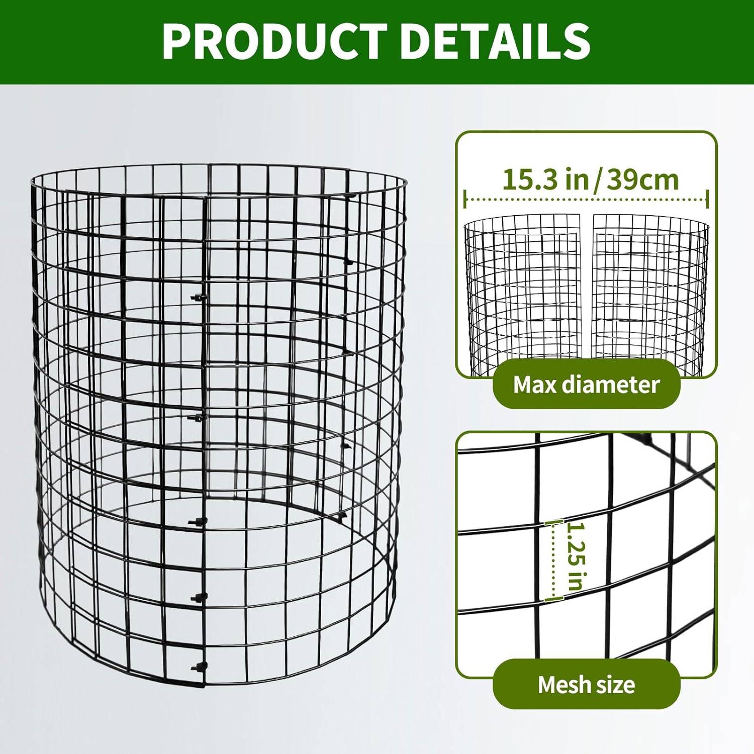 5 Pack Metal Plant Protector, Metal Plant Protection Cages (13" Diax14.2H) to Keep Animals Out, for The Garden Protection of Flowers, Saplings, Fruits Vegetables, Black