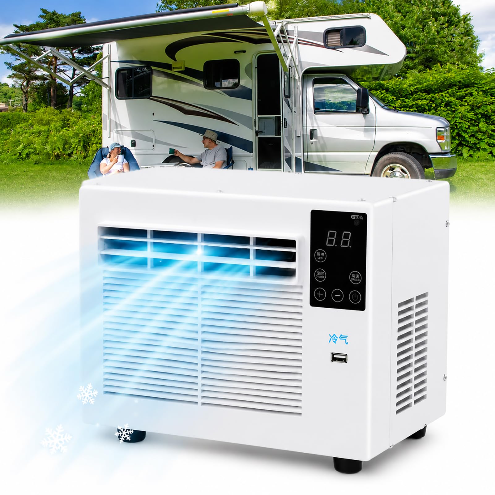 Mobilny klimatyzator bez jednostki zewnętrznej, z pilotem zdalnego sterowania i wyświetlaczem cyfrowym, szybkie chłodzenie, wentylacja, 24-godzinny timer, niski poziom hałasu, idealny do wynajęcia