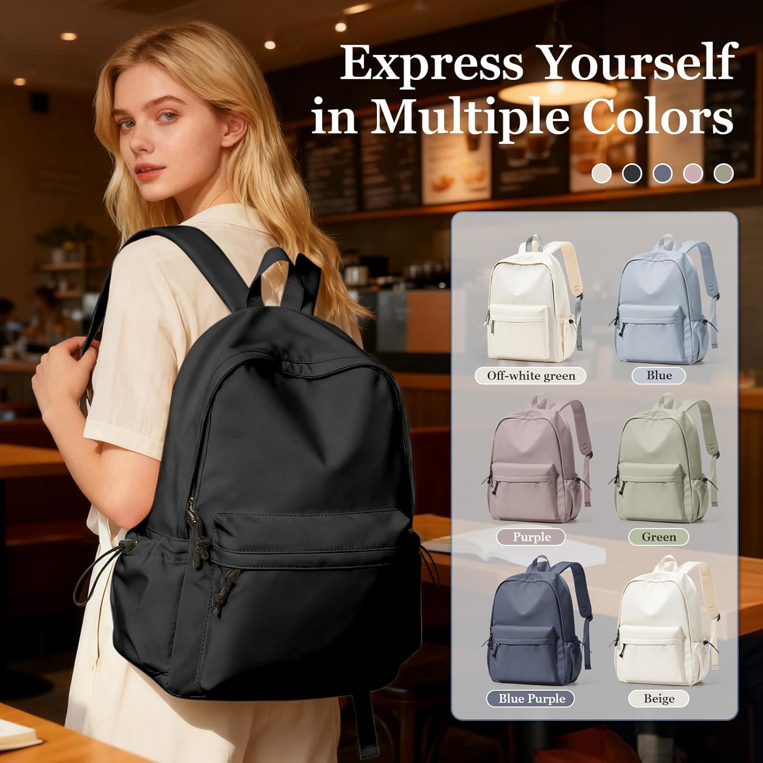 Classic Basic Black Backpack For Women,Waterproof High School Bookbag,Lightweight Casual Travel Daypack,College Backpack Men,Middle School Bag For Girls Boys - Image 8