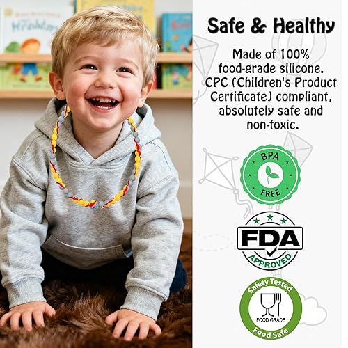 Miniatura 4 de Collares masticables para niños y adultos, collar de dentición de silicona, juguetes sensoriales para bebés con autismo, TDAH y SPD, juguetes orales