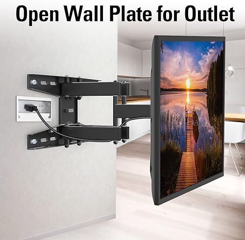 Miniatura 7 de Mounting Dream Soporte de pared giratorio e inclinable para la mayoría de televisores de 42 a 75 pulgadas, soporte de TV de movimiento completo con