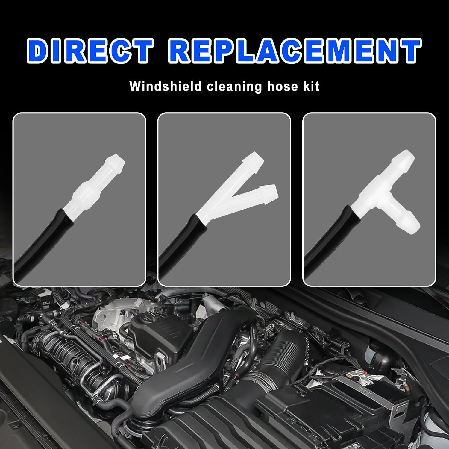 Universal Windshield Washer Hose Kit 4M Washer Fluid Tube with 12PCS Connectors for Most Cars Compatible with Water Pump and Nozzles Window Glass Washing Jet Repair Hose