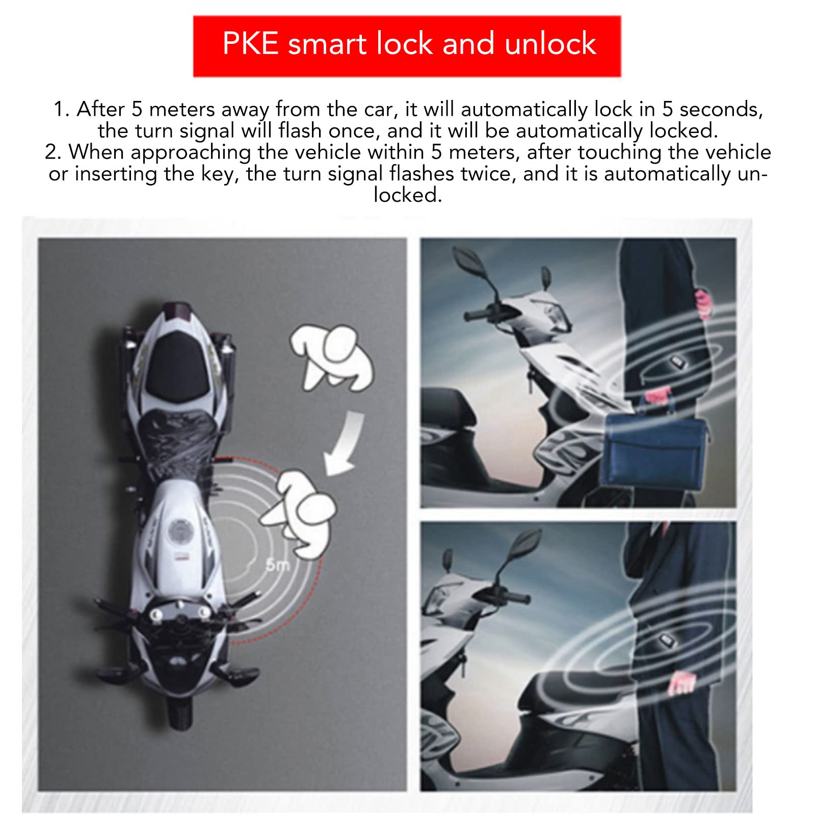 SystèMe de SéCurité de Voiture à 2 Voies Alarme de Moto Antivol Multifonctionnel éTanche Verrouillage Automatique 12V Universel pour Les VéHicules Hors Route avec jauge de Pression des pneus