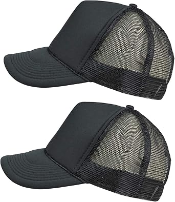 2 Packs Baseball Caps Blank Trucker Hats Summer Mesh Cotton Cap 2 for Price of 1 Black