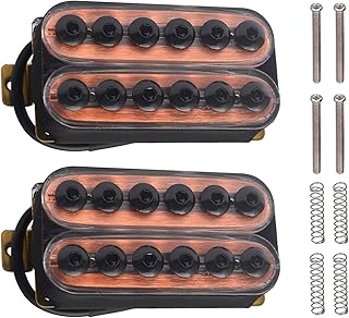 SAPHUE Adjustable Metal Double Coil Electric Guitar Pickups Humbucker Punk Neck/Bridge Pickup (Transparent)