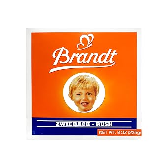 Brandt Zwieback Rusk | خبز مقرمش محلى | مثالي لتسنين الأطفال | استمتع بطبقات حلوة أو لذيذة | 8 أونصة لكل منهما [عبوة من 3]