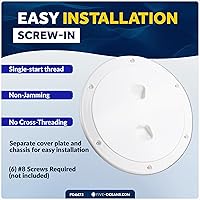 Vista 4 de Five Oceans Escotilla de barco, escotilla de acceso marino, escotilla redonda de placa de inspección con cubierta desmontable, plástico ABS blanco