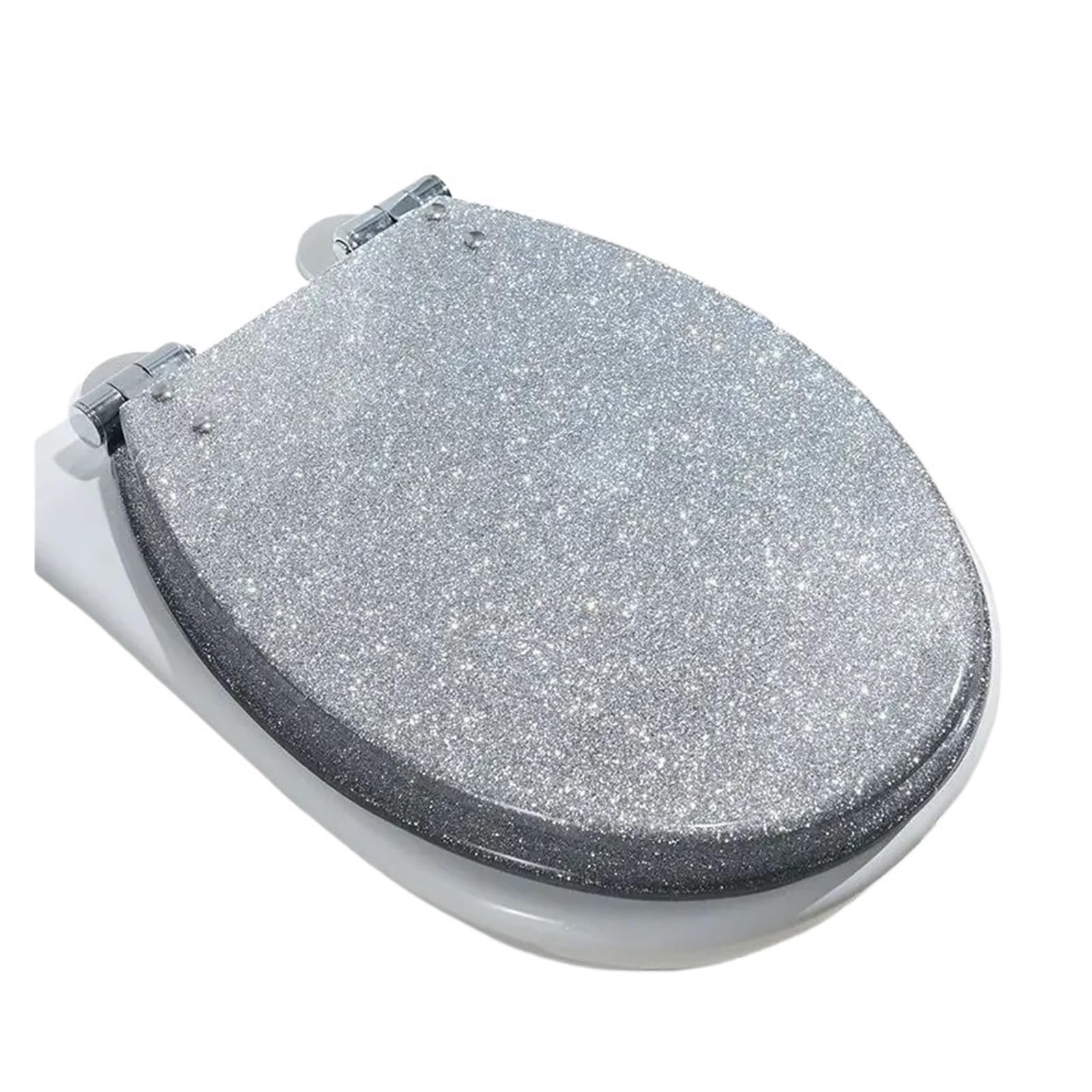 Nakładka Na Sedes Pogrubiona I Powoli Opadająca Cicha Deska Toaleta Ogólnego Przeznaczenia Do Użytku Domowego Spa Z Otworem 10–20 Cm Solidna I Wygodna | Glitter silver