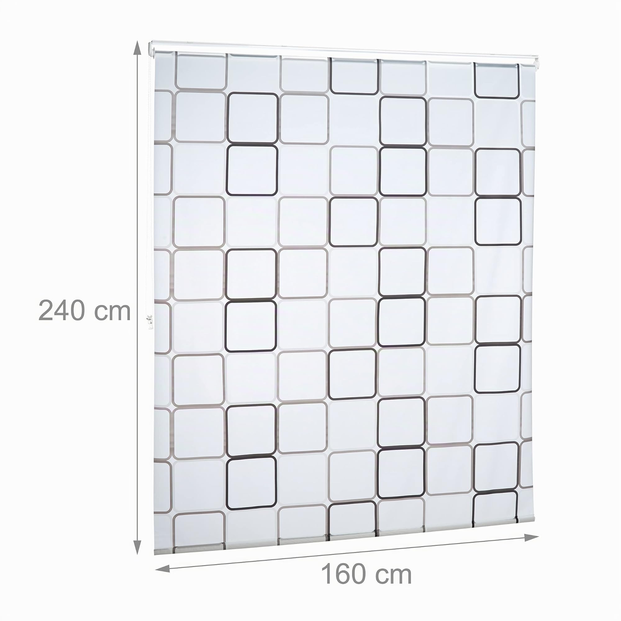 Relaxdays 10026666_1049 Carré, 160x240 cm, Rideau de douche, baignoire bain store, fixation plafond, semi-transparent, PVC, plastique, aluminium, 240 x 160 x 5 cm