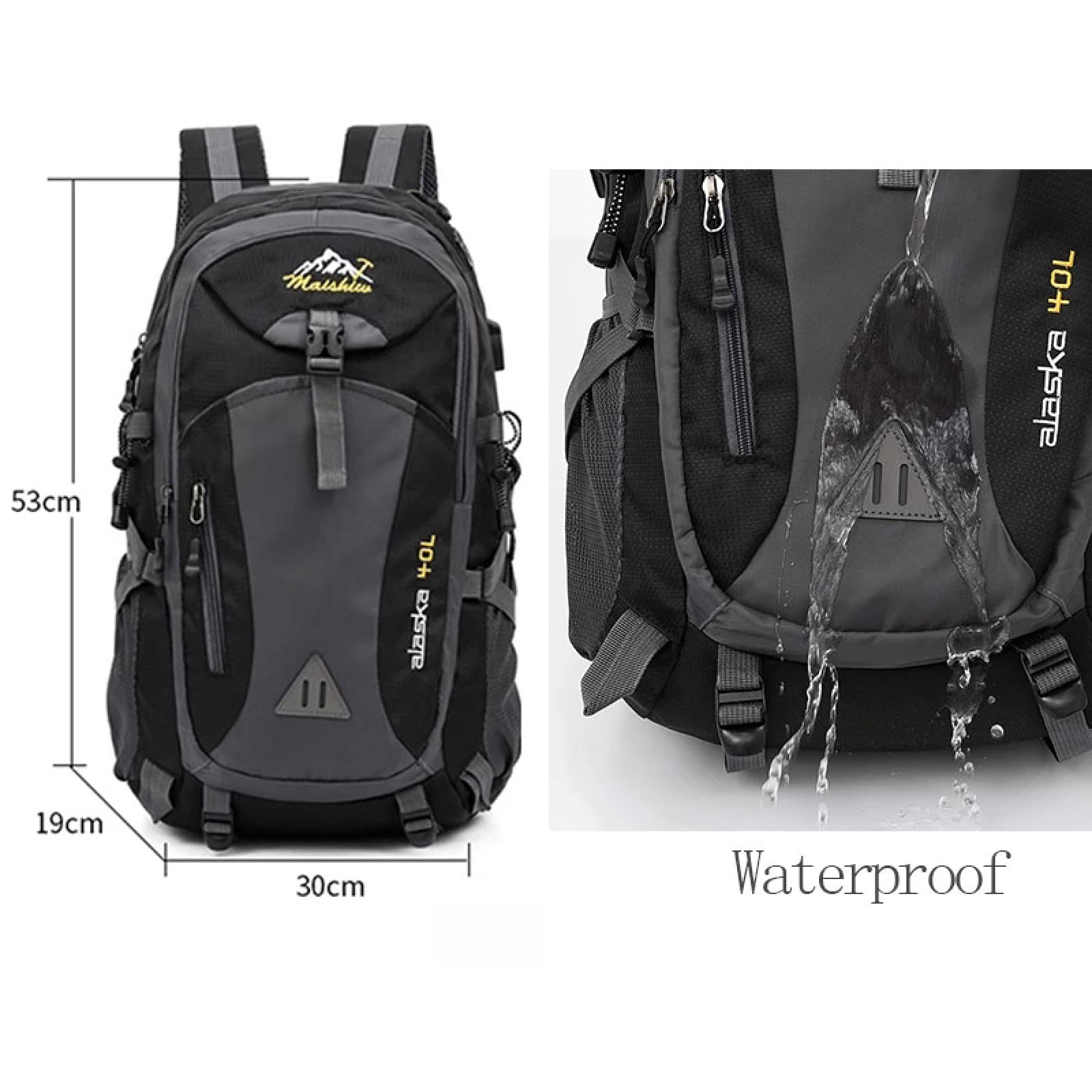 Zaino da viaggio unisex impermeabile da 40 litri Borsa sportiva Zaino da campeggio per escursionismo alpinismo all'aperto