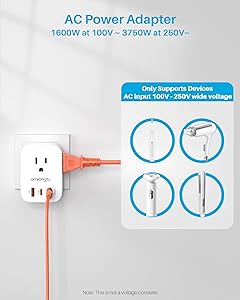 European Travel Plug Adapter, ORNLONGTU US to Europe Type E F Power Adaptor with 20W USB-C & 3 AC Outlets, Germany France Schuko Travel Adapter for US to EU Spain Iceland Korea Greece German French