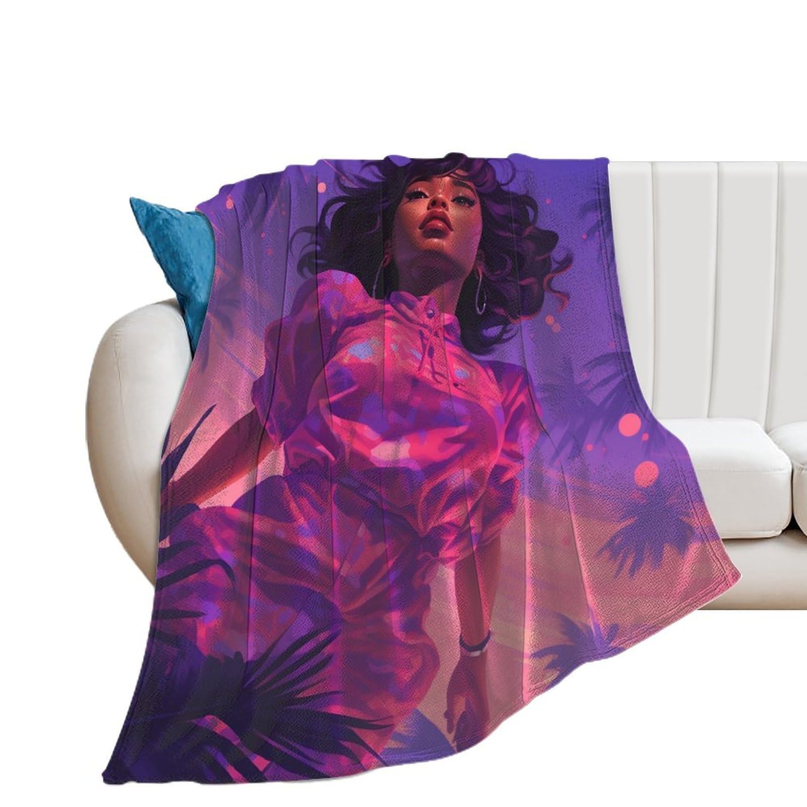 Couverture douce violette rose chaude couverture décorative pour femme