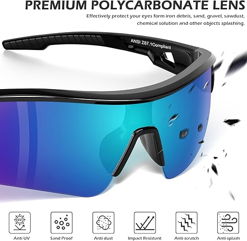 Miniatura 10 de OXG 12 pares de anteojos de seguridad, ANSI Z87.1+, protección UV, resistentes a los impactos, gafas de seguridad para mujeres y hombres
