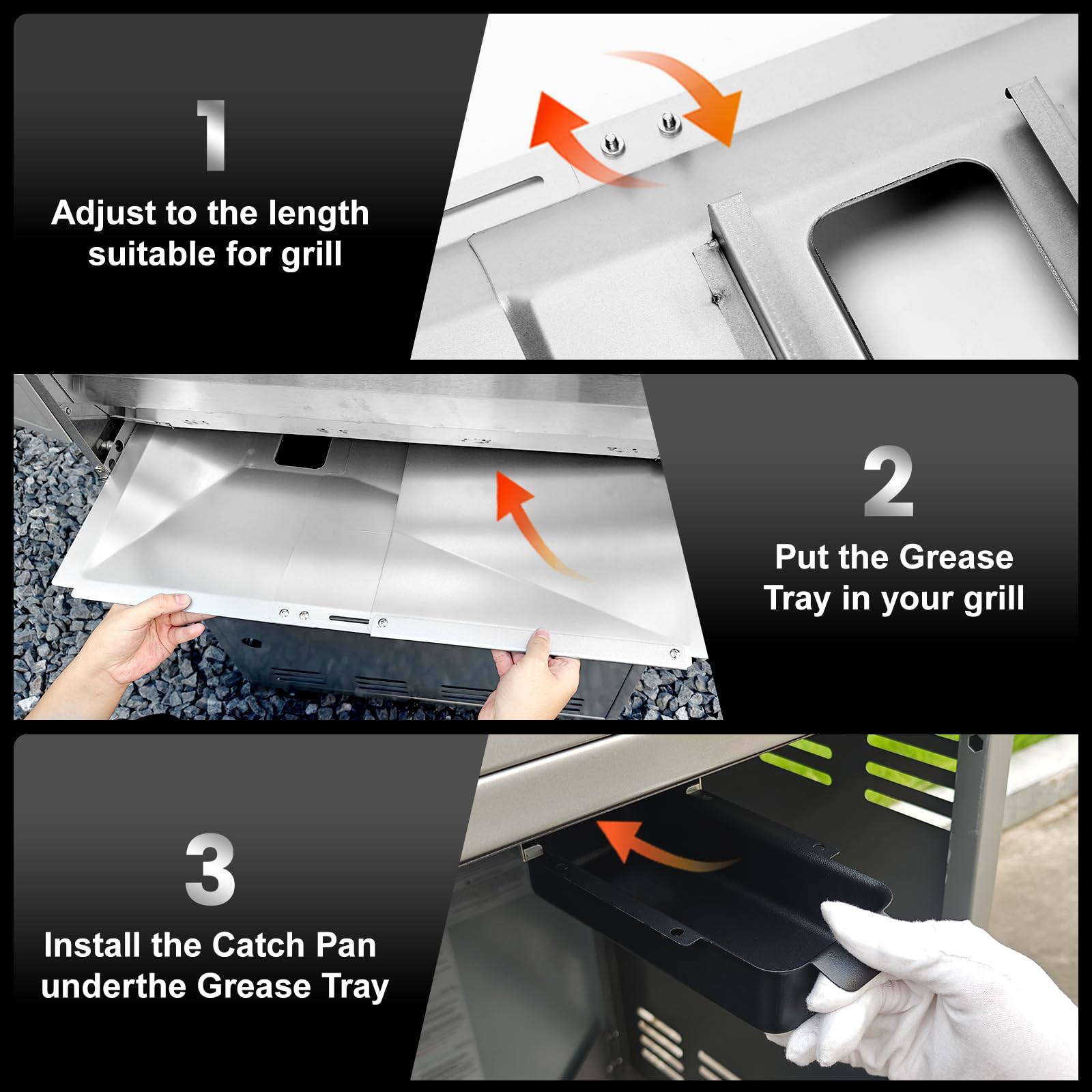 Utheer Bac à Graisse réglable avec récupérateur, bac d'égouttement Universel pour modèles de Barbecue à gaz à 3/4/5 brûleurs, pièces de Rechange pour Nexgrill, Charbroil, Expert Grill, Dyna Glo