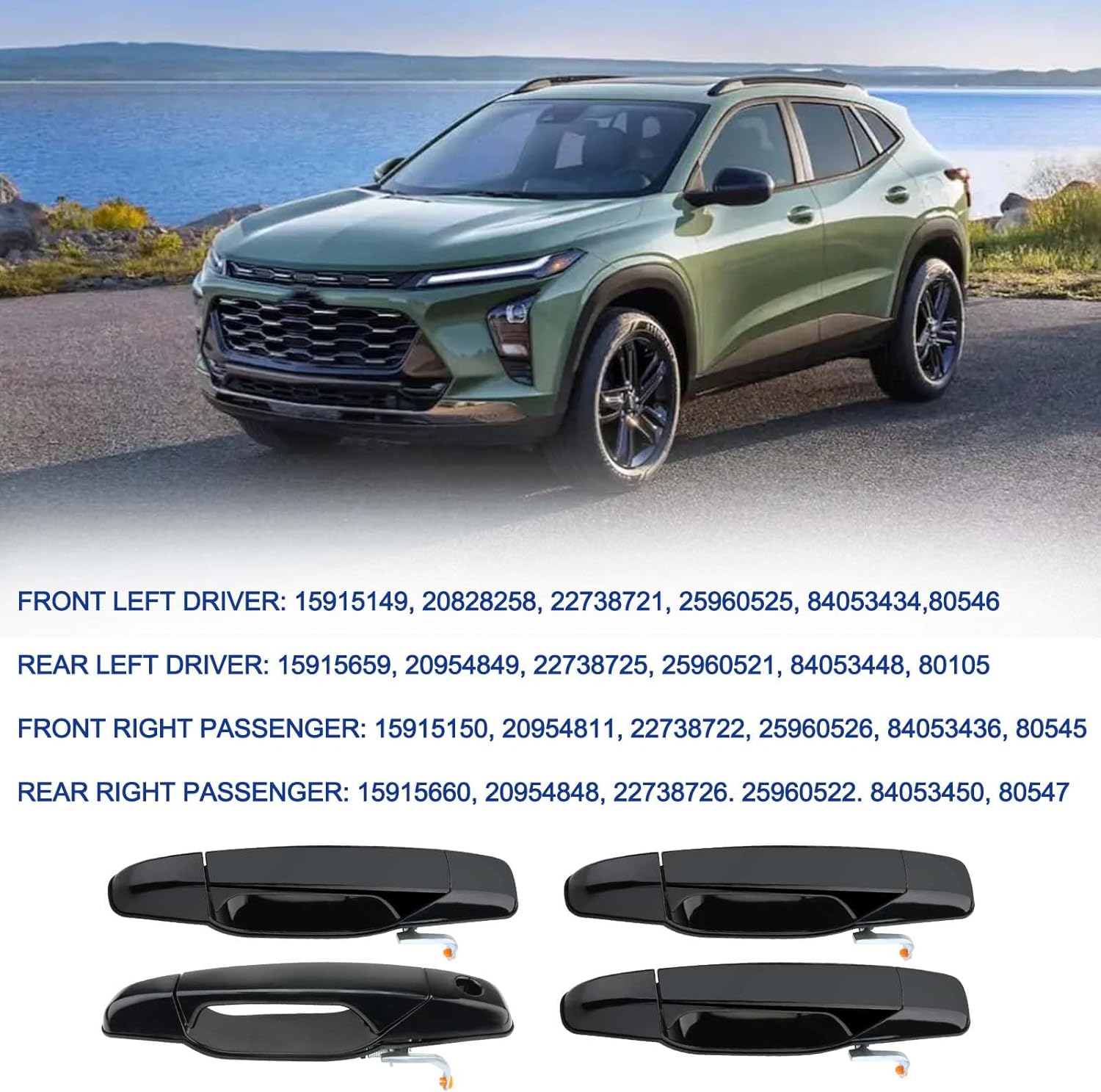 Exterior Door Handle Compatible with Cadillac for Escalade, for Chevy for Avalanche Silverado Suburban, for GMC for Sierra Yukon 2007-2013, Driver Passenger Front Rear Left Right (Black)