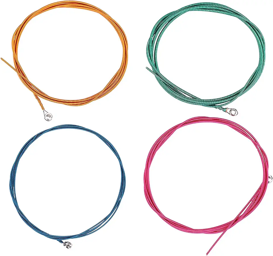 TARSHYRY Cordas de Baixo Elétrico de 4 Cordas, Liga de Níquel de Aço Suave Antiferrugem Leve, Com 4 Cores Azul Rosa Vermelho Amarelo Verde, para Iniciante de Baixo