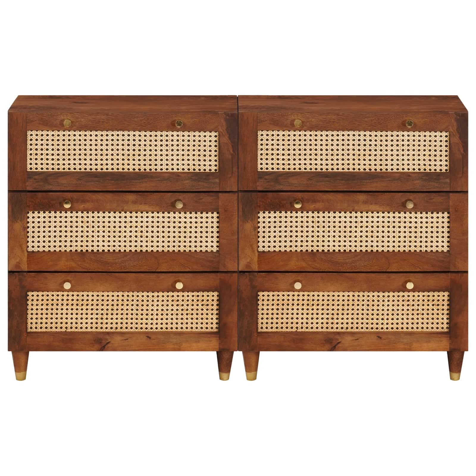 Set di 2 credenze 60 x 33,5 x 75 cm in legno massello di mango marrone