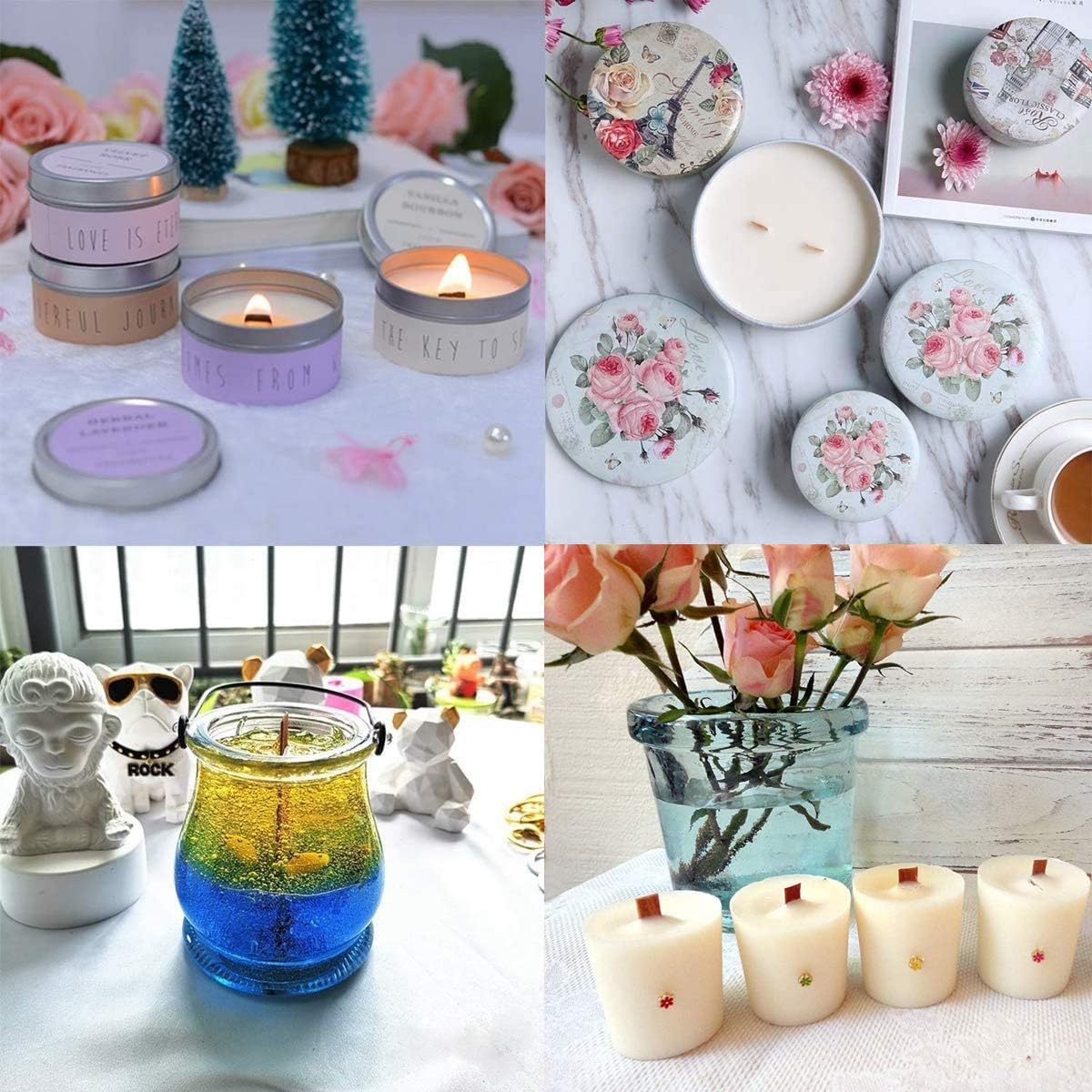 100 PCS Wooden Candle Wicks Smokeless Natural Environmental Friendly Candle Cores with Candle Wicks&Candle Centering Tool for Candle Making and Candle DIY Craft (5.1x0.5inch)