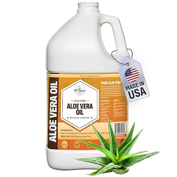 Aloe Vera Oil 1 Gallon / 128oz Aloe Infused Carrier Oil for Skin, Face, Hair & Body Lightweight Botanical for Skincare & DIY Formulations | 1 GALLON