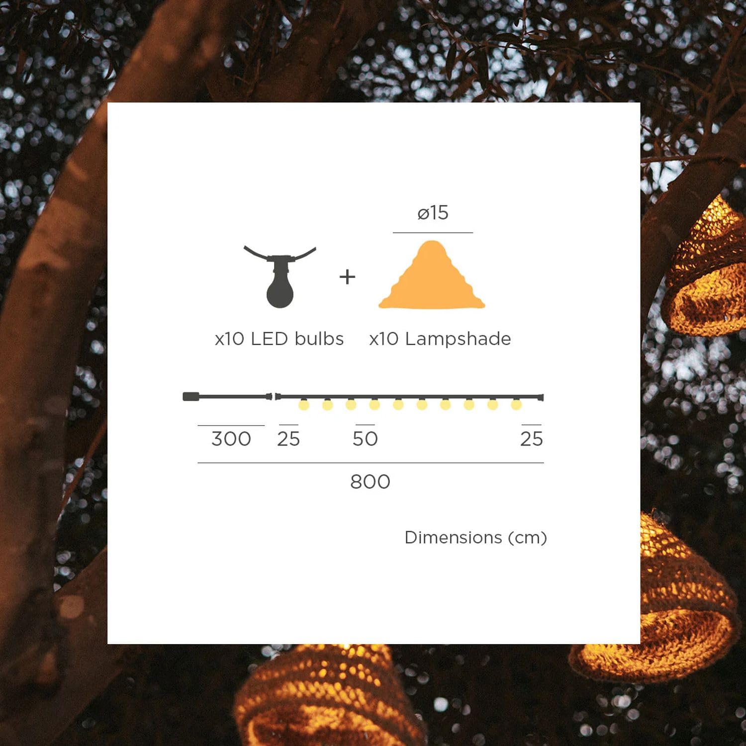 Solarlichterkette Outdoor 10x LED 5m lang 1800 K warmweiß IP44 Außenlichterkette Lichterkette aussen Garten Balkon Beleuchtung