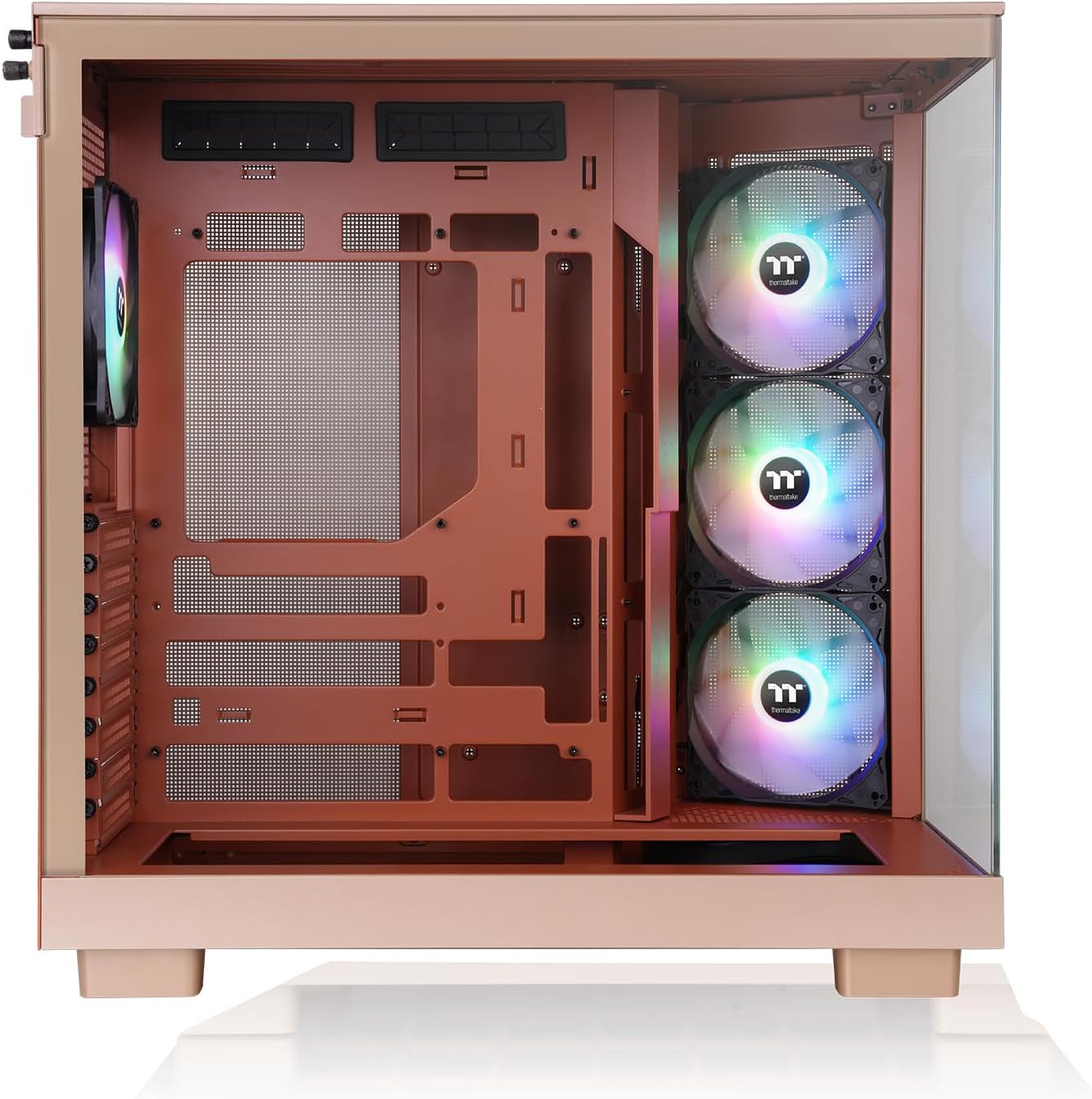 Thermaltake View 380 XL TG ARGB Gravel Sand ATX Mid-Tower PC Case Dual Chamber Hidden Connector ARGB Fan Pre-Installed Very Quiet Cooling 360 mm Radiator Tempered Glass