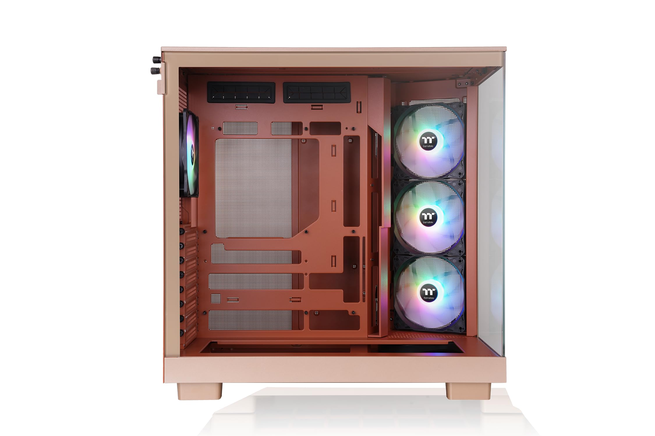 Thermaltake View 380 XL TG ARGB Boîtier PC Moyen Tour Double Chambre | Support Cartes Mères Connecteurs Cachés, 4 Ventilateurs ARGB Inclus, Support Double Radiateur 360mm | Gravel Sand