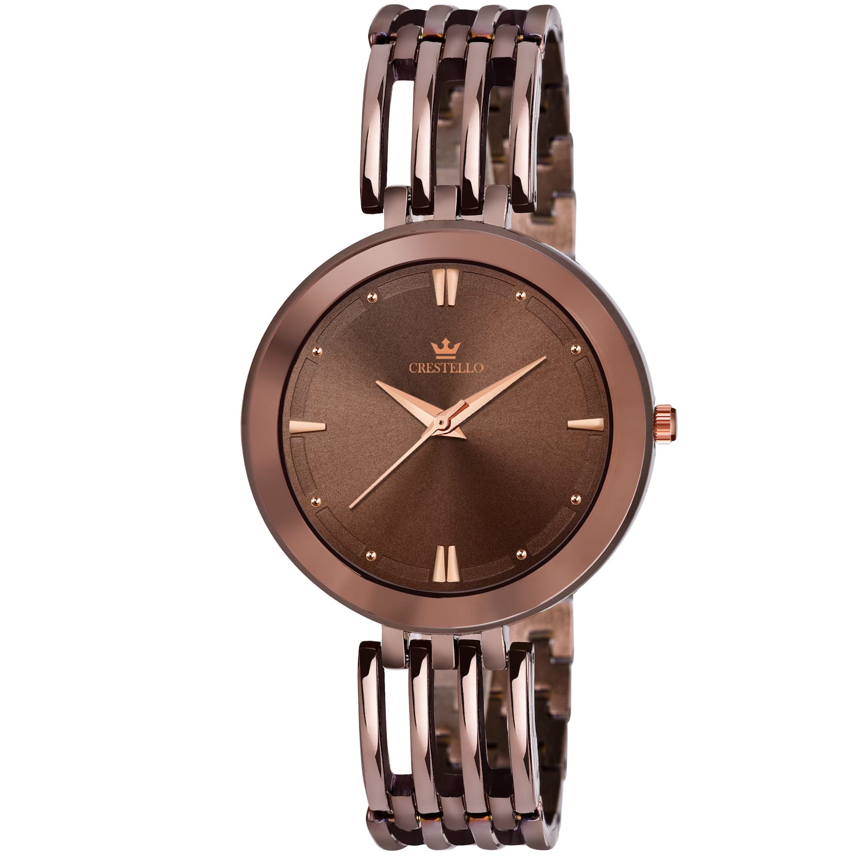 Crestello Brown Plated Bracelet Analog Wrist Watch for Women | CR-JWL122-BRWN (B0B4P9V7TH) Amazon Price History, Amazon Price Tracker