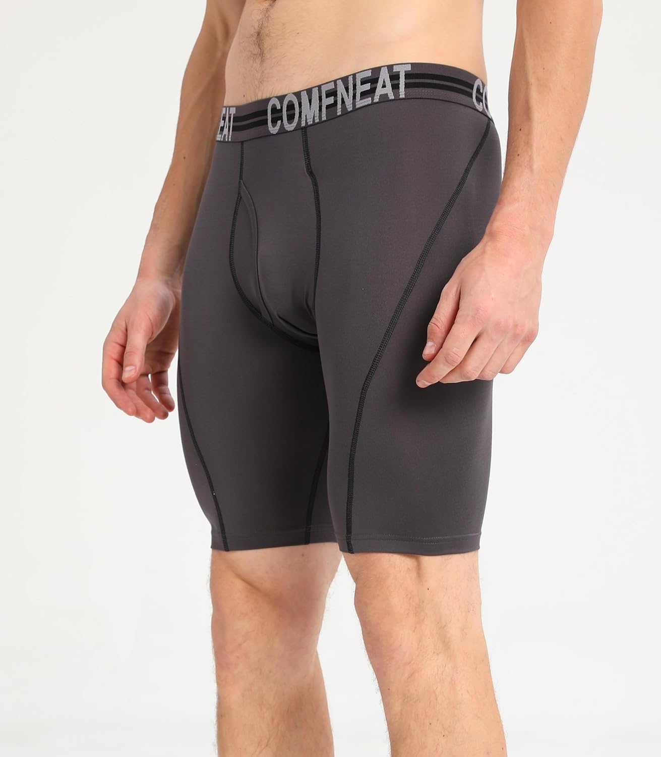 Comfneat Men's 9" Long Boxer Briefs Sports Performance Breathable Underwear 4-Pack - Image 2