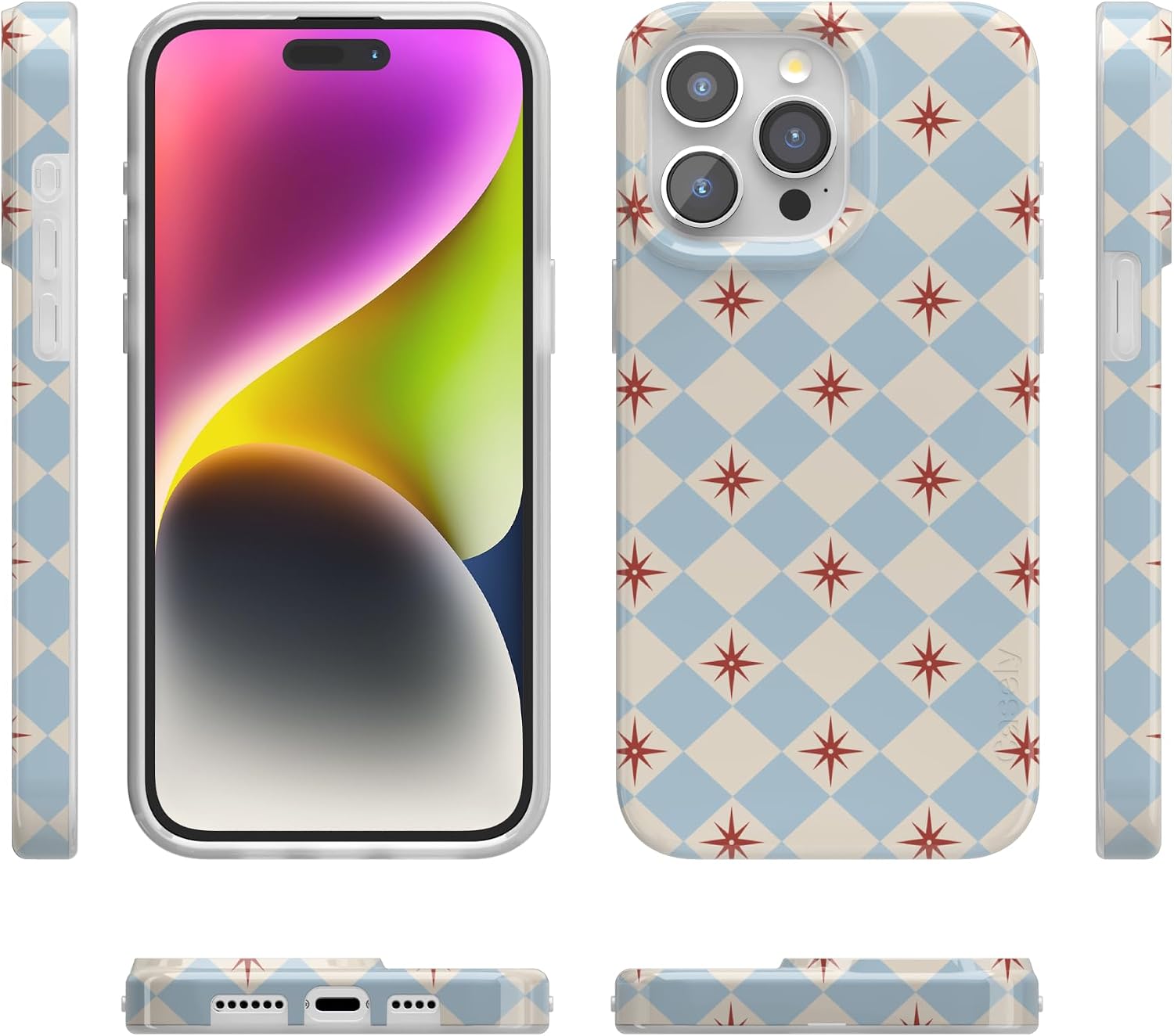 Casely iPhone 15 Pro Max Case | Chelsea Checker | Starlight Tiles | Compatible with MagSafe | Classic Ultra Slim Design