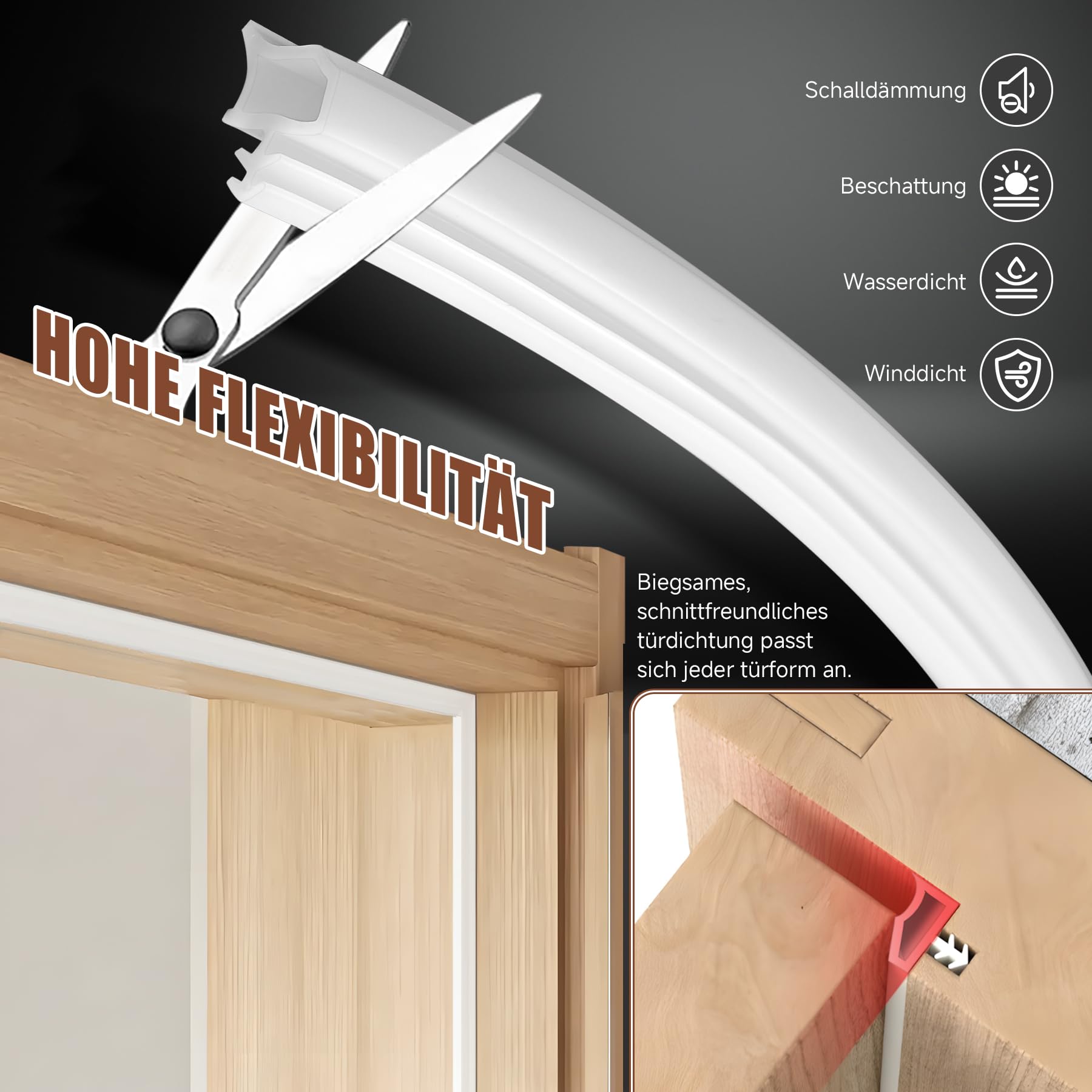 Türdichtung Stahlzargendichtung Z-510 Weiß 5 Meter Zargendichtung Tür Zimmertürdichtung