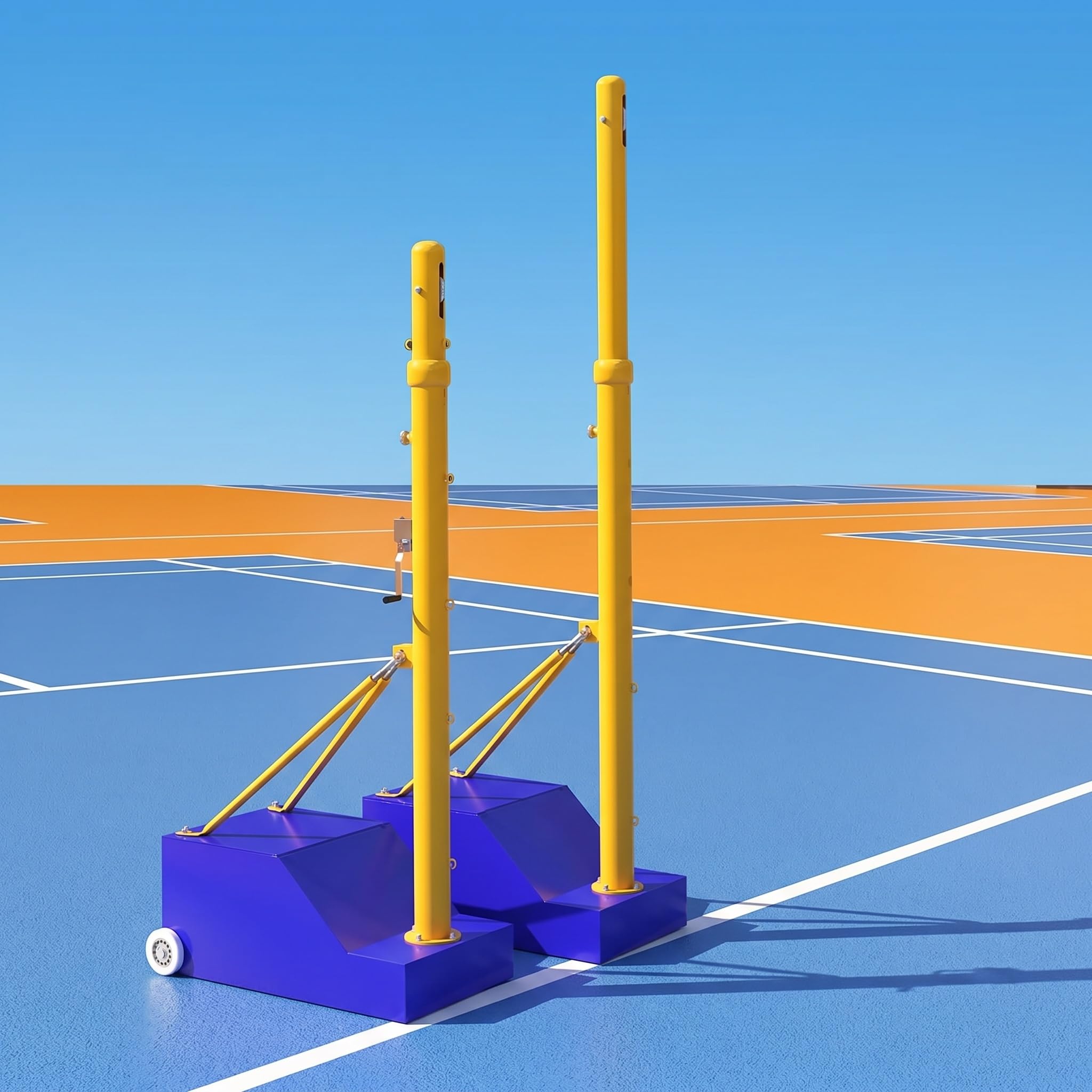 Bastoni da badminton da pallavolo regolabili con sistema Quick-Fix e ruote in poliuretano, set di rete multi-sport per una facile installazione e personalizzazione dell'altezza