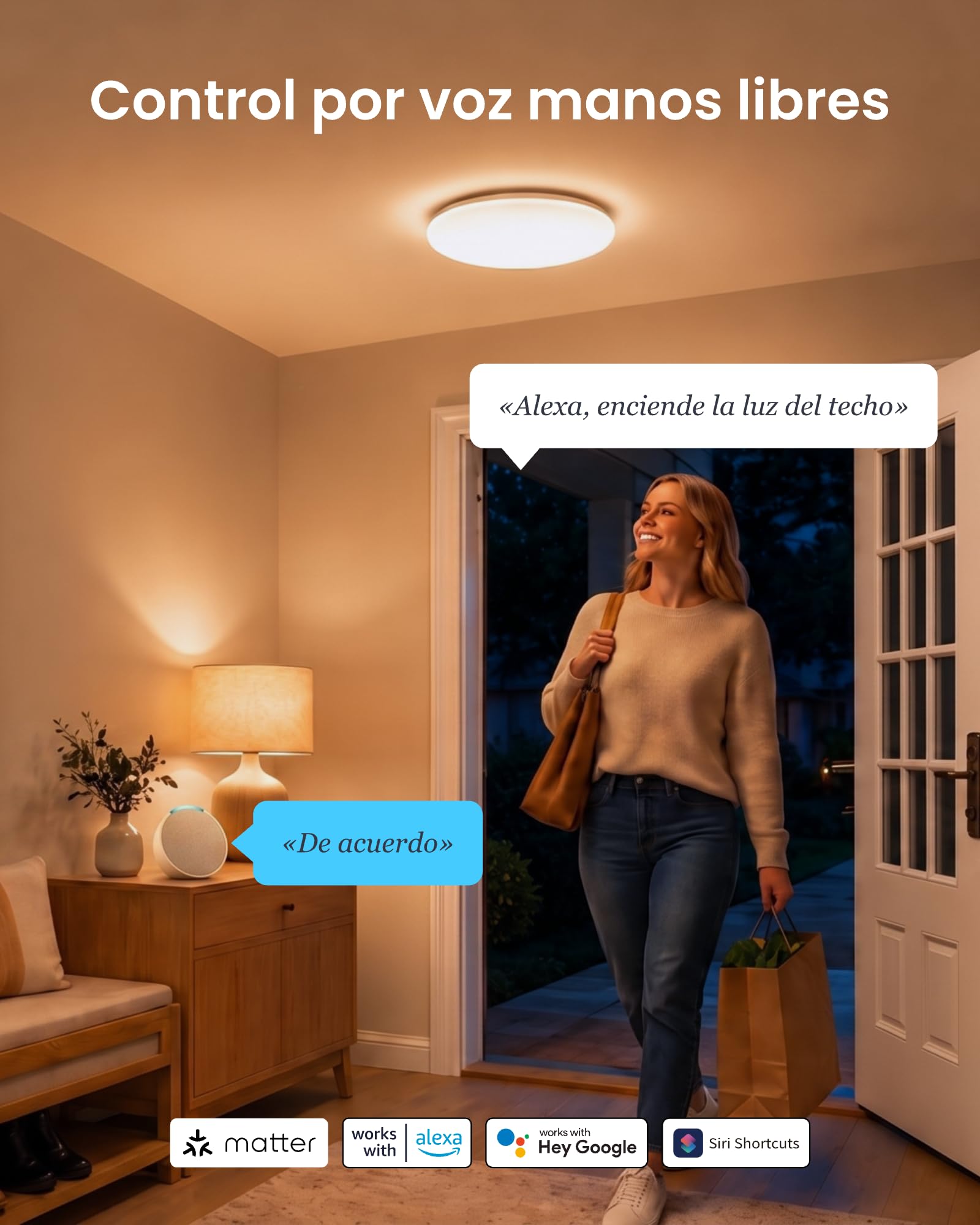 SwitchBot RGBICWW Plafon LED Techo 30cm, Lámpara Techo con certificación Matter 2000LM, 2700K-6500 K, LED Plafón Compatible con Apple Home, Alexa, CRI 90+, Luz Interior para Salón, Dormitorio, Cocina