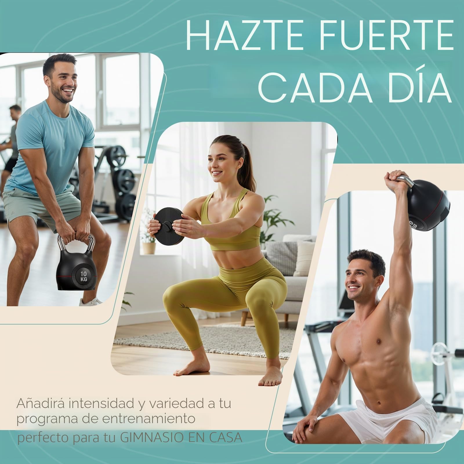 Kettlebell Ajustable 10 kg 20 kg – Pesas Rusas 7 en 1 – Kettlebell con 7 Niveles de Peso, Compacta para Entrenamiento de Fuerza, Hogar y Gimnasio
