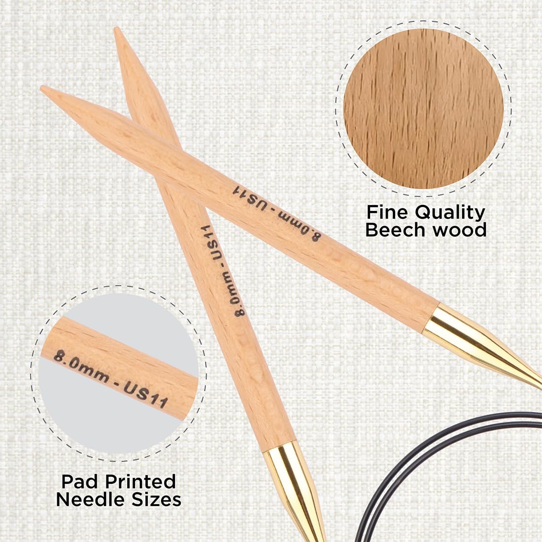 KnitPro Basix Beech Fixed Circular Needles 24